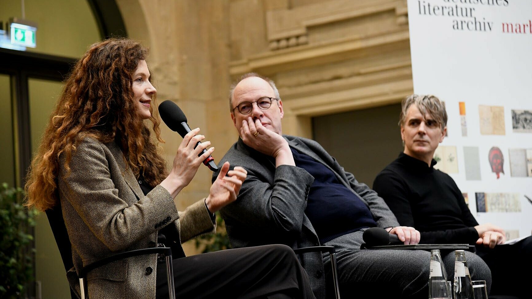 Buchvorstellung "Rainer Maria Rilke oder Das offene Leben" mit Sandra Richter (Direktorin des Deutschen Literaturarchivs Marbach), Akademiepräsident Christoph Markschies und Iffland-Ring-Träger Jens Harzer am 1. Februar 2025.